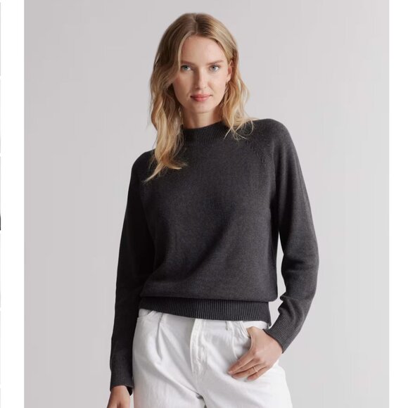 100% Organic Cotton Mock Neck Sweater - Charcoal - XL - Picture 2 of 3